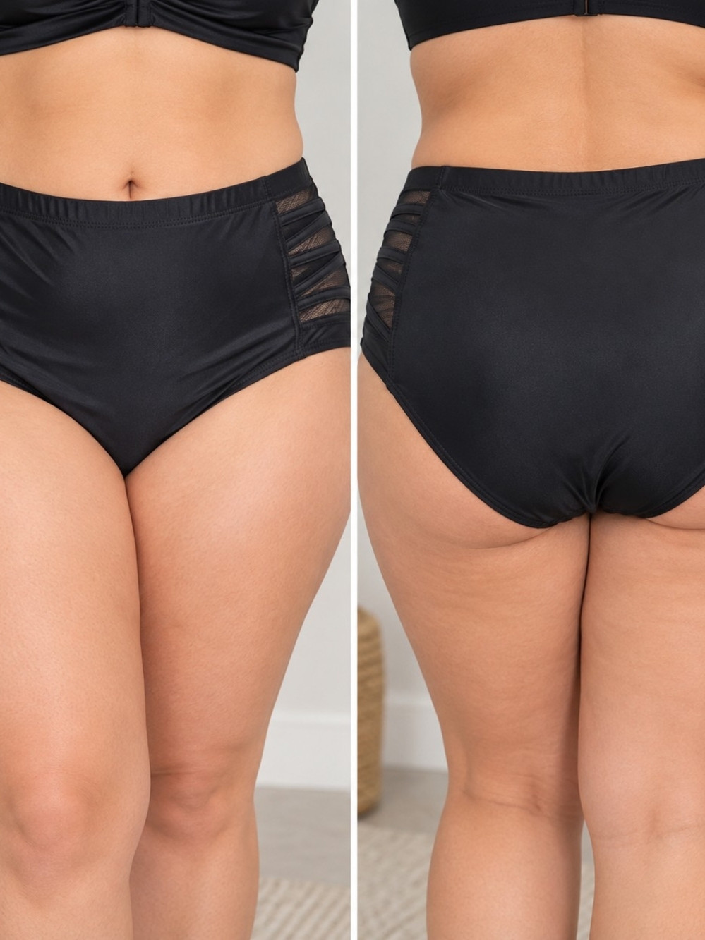 Torrid Black High Waisted Mesh Side Swim Bottom Size 3 Plus Size